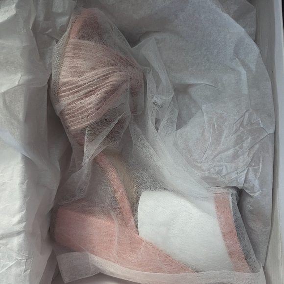 Scoop Women's Crinkle Crushed Velvet Fabric Block Heel Sandals Blush Pink Sz 9 - Picture 5 of 7